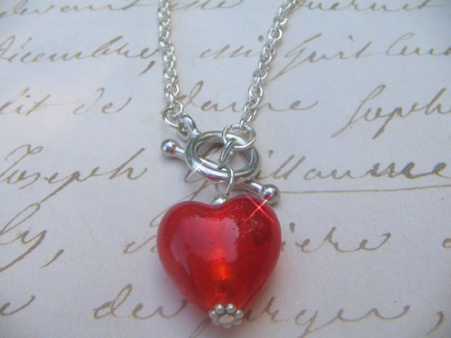 "I love you" red heart necklace